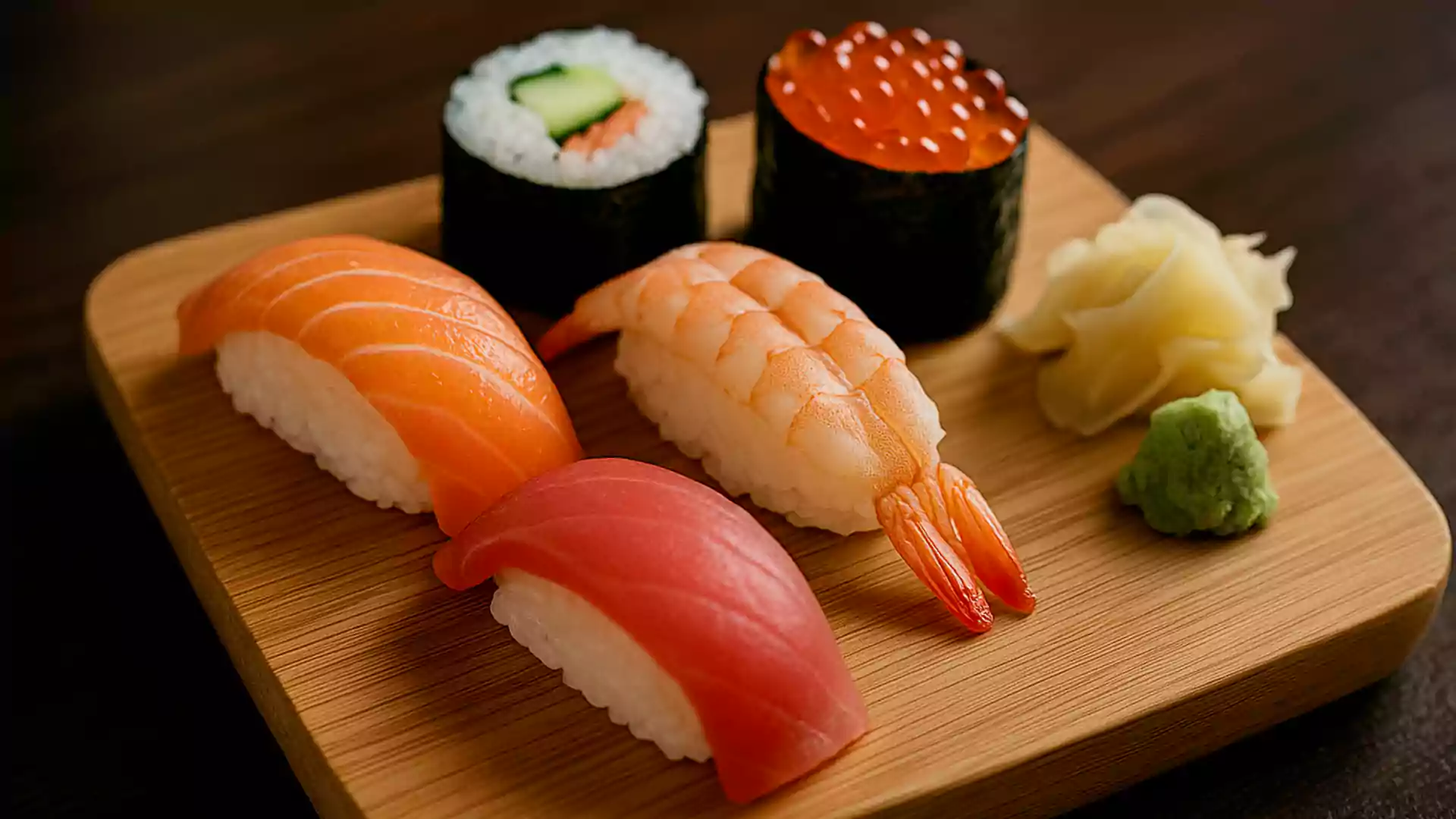 Makanan khas Jepang berupa sushi nigiri dan maki dengan ikan segar, bagian penting dari kuliner Jepang yang disukai pecinta wisata kuliner.