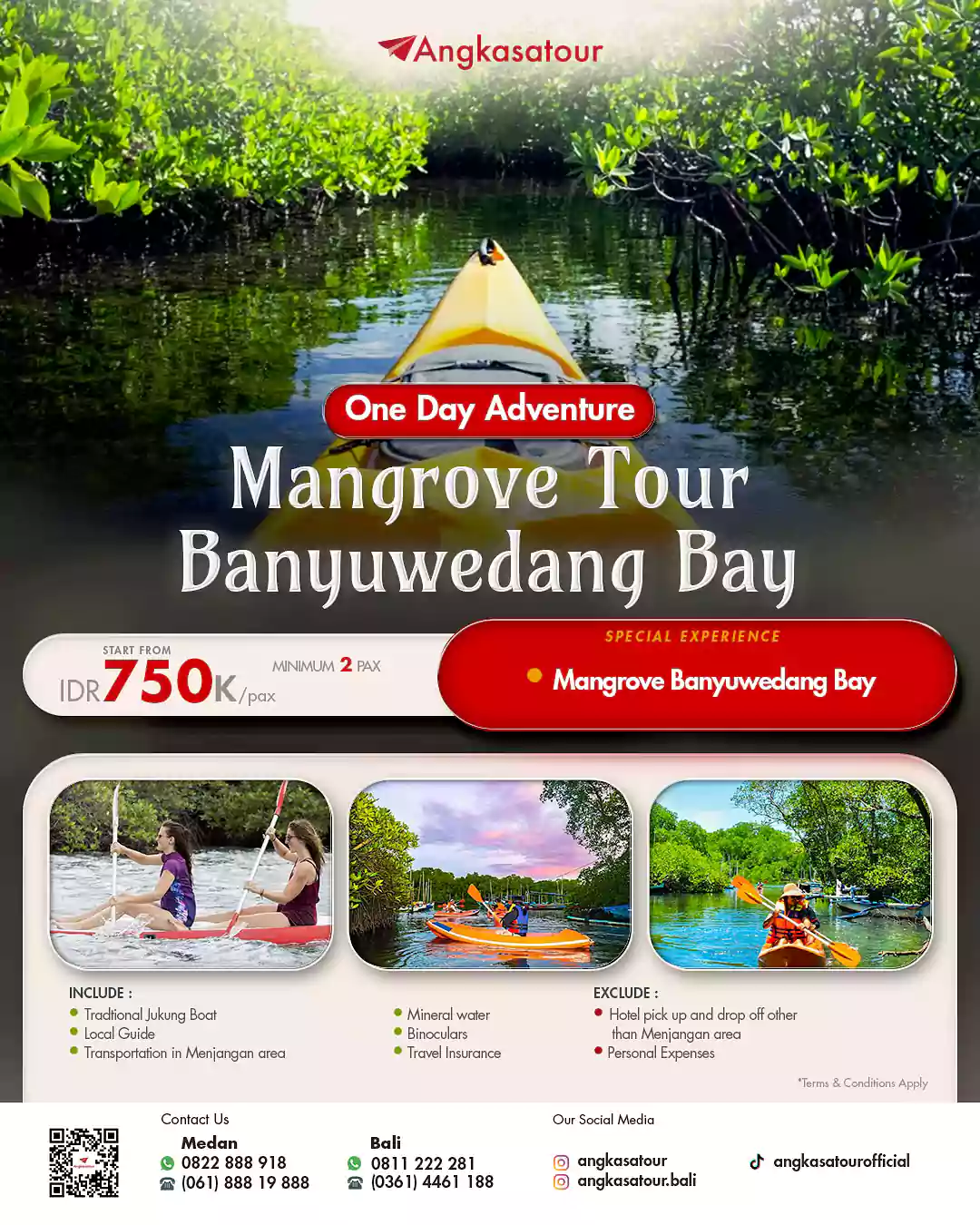 Naik perahu di hutan mangrove Banyuwedang Bay, pengalaman seru dalam paket wisata taman nasional Bali.