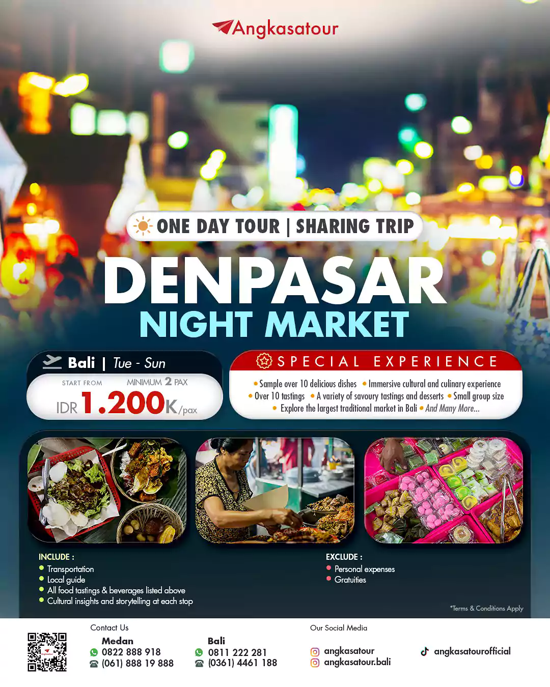 Paket tour kuliner malam Denpasar di pasar tradisional Bali bersama Angkasa Tour
